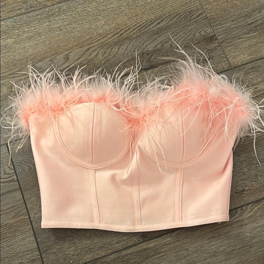 Revolve Superdown Pink Feather Top